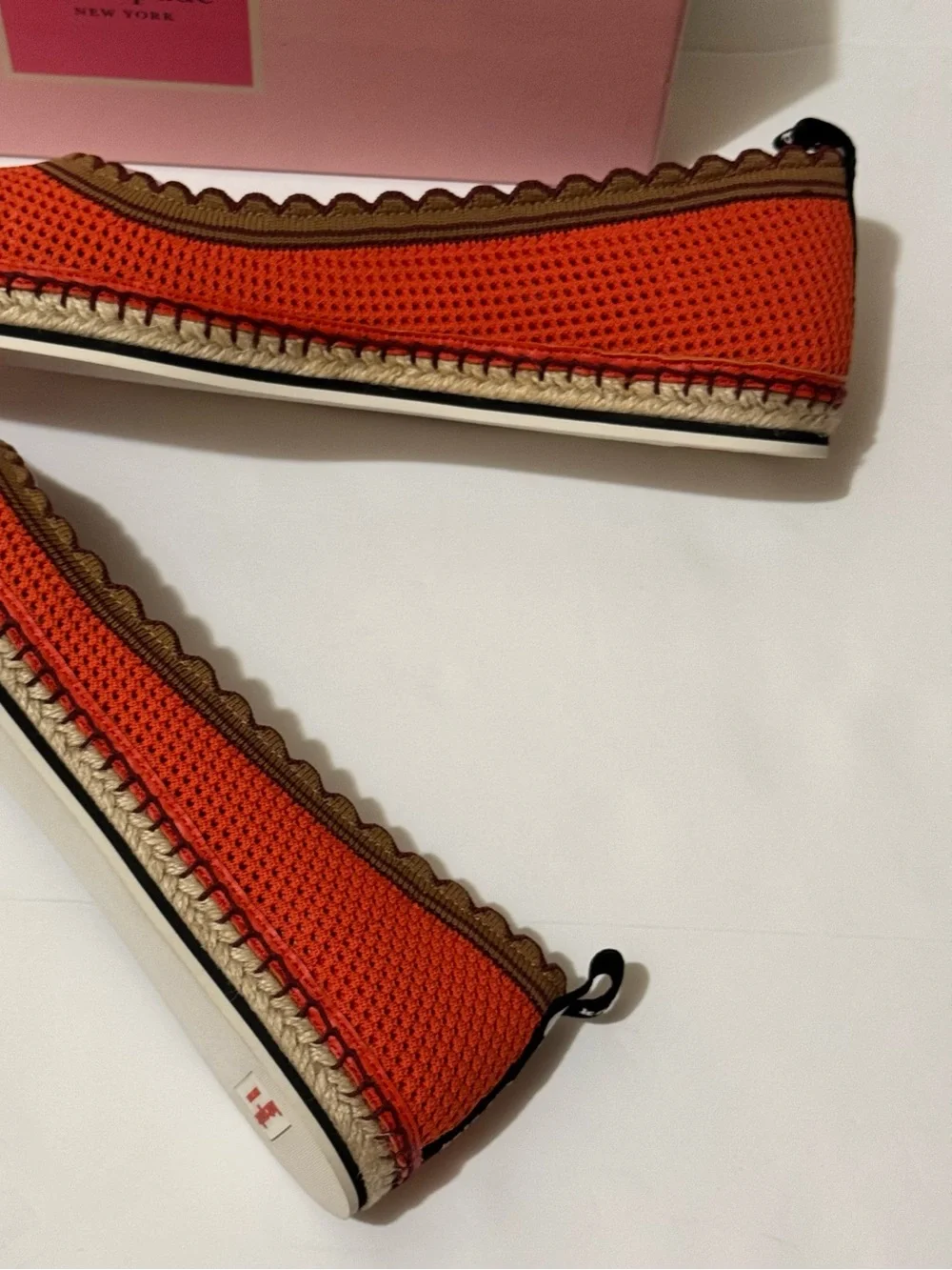 Kate Spade Women's Orange Knit Espadrille Flats 11